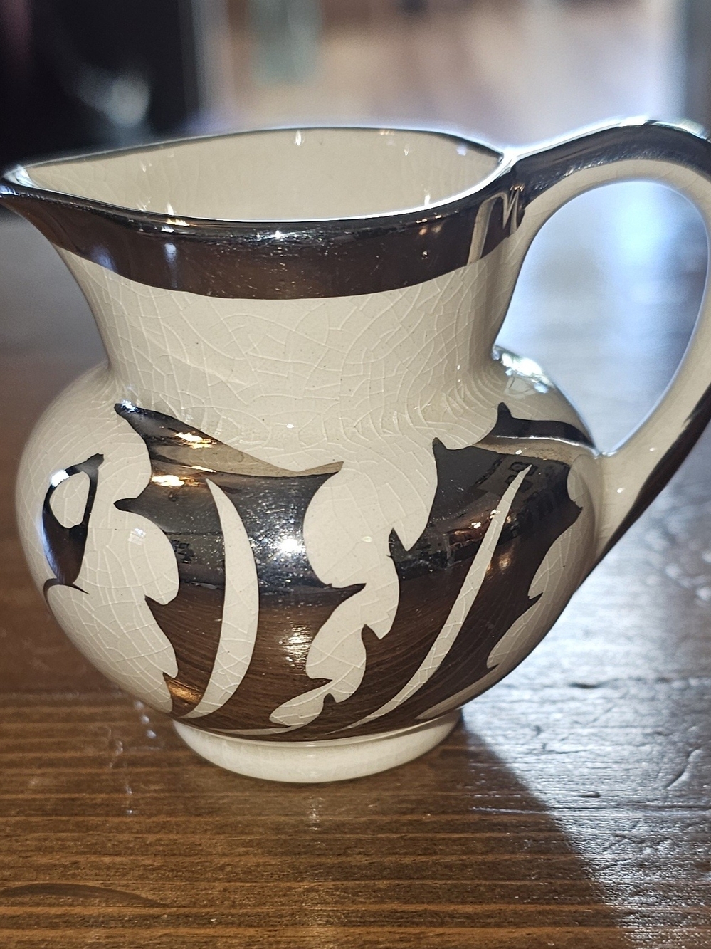Vintage Lancaster & Sandland Ceramic Metallic Accent Creamer Pitcher